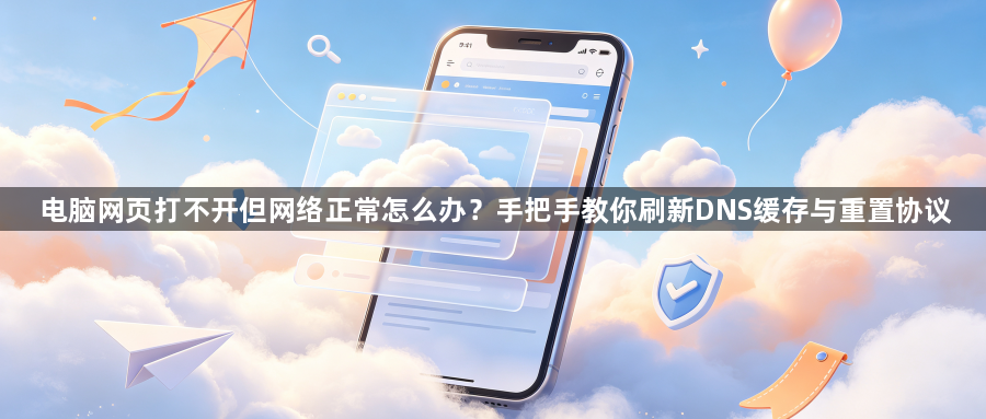 电脑网页打不开但网络正常怎么办?手把手教你刷新DNS缓存与重置协议1